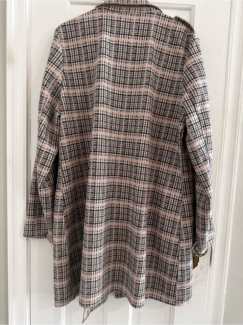 Solitaire Pink & Black Plaid Trench Coat - Picture 2 of 4